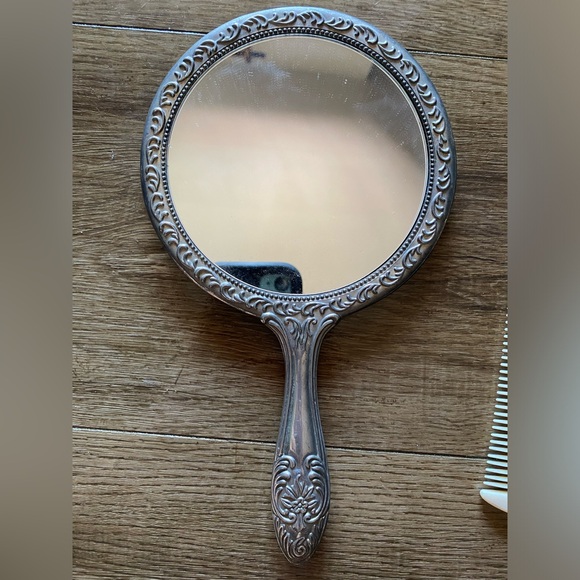 Vintage Silver Plated Bronze Hand Mirror & Comb Set - Picture 2 of 6